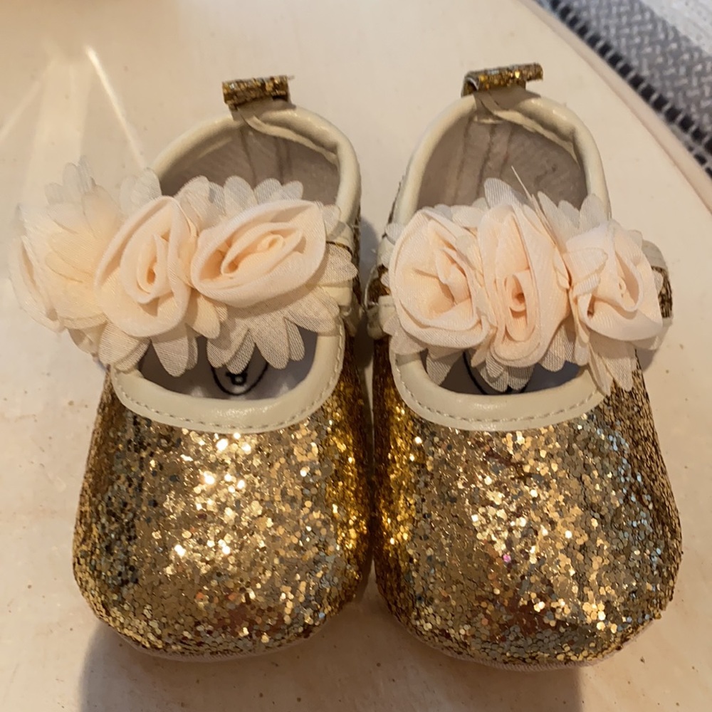 NWOT SPARKLE W FLORAL BABY BALLET SLIPPERS - FABULOUS!🪄⭐️🤩